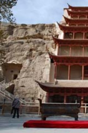 The entrance to the Caves of the Thousand Buddhas where a cave, sealed for a thousand years, contained the world's oldest printed book.