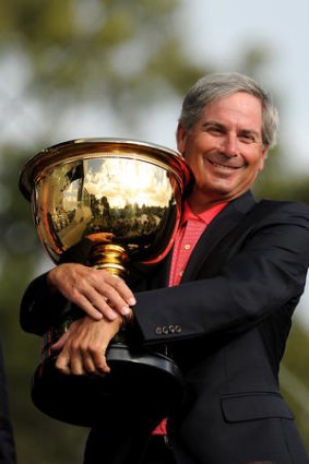 US captain Fred Couples with the Presidents Cup.