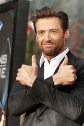 Thumbs up... Hugh Jackman at the X-Men Origins: Wolverine at LA's Chinese Theater on April 28.