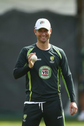 Captain at the ready: Michael Clarke in the nets.