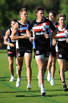 AFL football, St.Kilda training at Linen House. Justin Koschitzke at this mornings session.