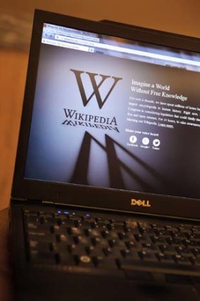 Wikipedia's front page when it was shut down for 24 hours in protest.