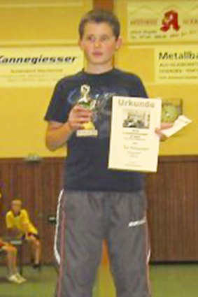Gunman Tim Kretschmer as a student in 2004 after winning a table tennis award.