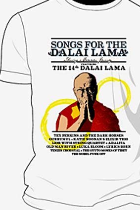 T-shirts marking the Dalai Lama's Australian tour cost about $35.