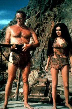 Charlton Heston and Linda Harrison in <i>The Planet of the Apes</i>.