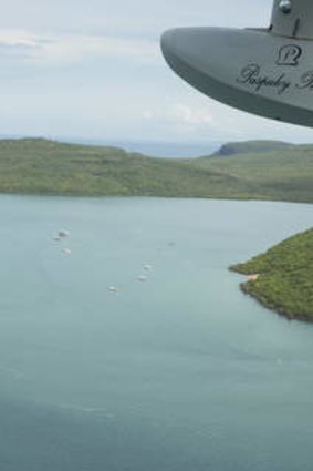 Pearl harbour … flying over Paspaley operations off the northern WA coast.