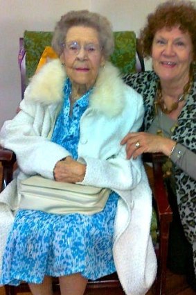Ivy Laver on her 100th birthday with her daughter, Michele Worthington.