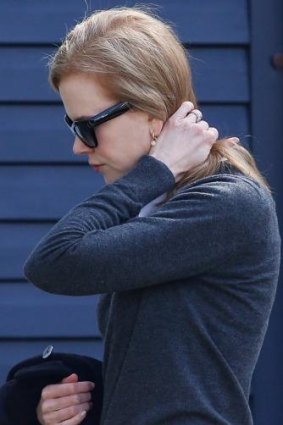 Nicole Kidman arrives at her family home in Sydney on Monday.