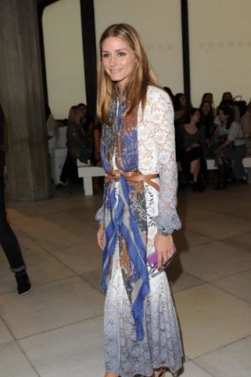 Leather and lace: Socialite Olivia Palermo channels Stevie Nicks and Joni Mitchell.