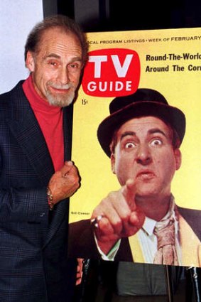 Back then: Sid Caesar with an image of a younger Caesar in 1998.