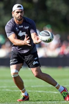 Special talent: Greg Inglis trains on Monday.