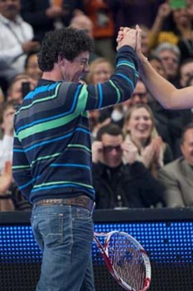 Rory McIlroy and Caroline Wozniacki at Madison Square Garden in New York in  March this year.