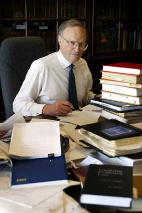 Justice Dyson Heydon in his Sydney chambers in 2002. 