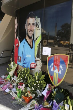 Tributes to Phil Hughes at the Adelaide Oval.