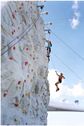 Sporting chance ... rock climbing aboard the Radiance of the Seas.