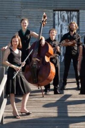 The Griffyn Ensemble (from left) Kiri Sollis (flute), Holly Downes (double bass), Michael Sollis (mandolin), Chris Stone (violin), Laura Tanata (harp) and Susan Ellis (singer).