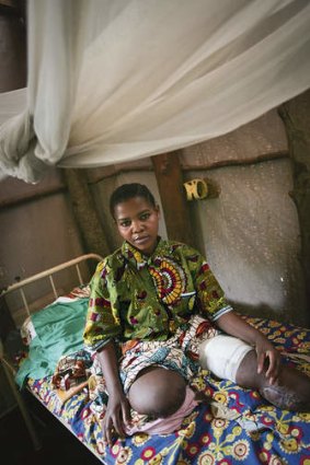Forgotten people … Congolese woman Kabibi Tabu, who lost her legs to a landmine, at the Medecins Sans Frontieres hospital in Bunia.