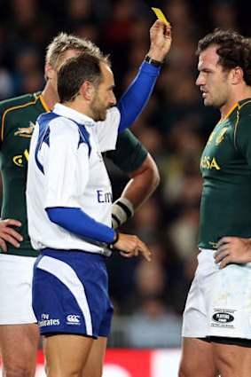 Yellow card: Bismarck du Plessis.