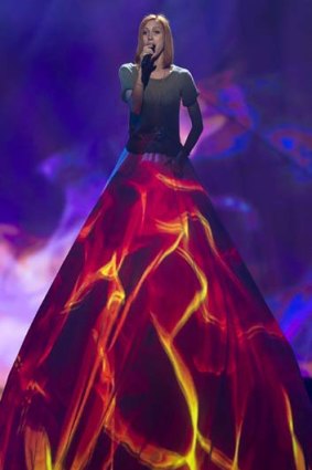 On fire: Moldova's Aliona Moon prepares for this year's contest.