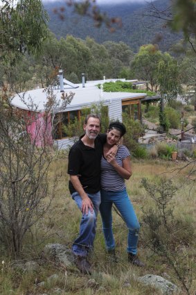  John Schneider and Jill Dobkin at their rural property. Ten years ago they had a straw bale home built on their land which is off the grid and totally self sufficient.

