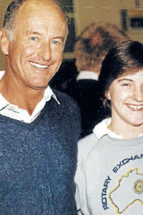 At 16, with her parents Philip and Anne, before leaving on a Rotary exchange for Canada.
