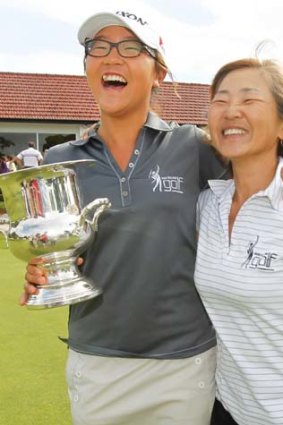 Girl wonder &#8230; Lydia Ko celebrates with her mother after winning the NSW Open in January.