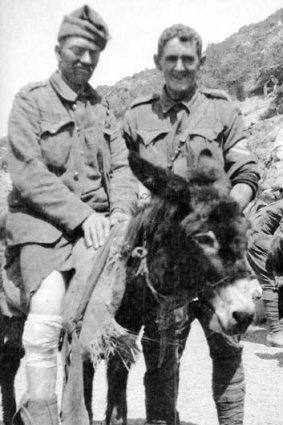 Symbol of ANZA spirit: John Simpson Kirkpatrick helping an unidentified soldier.