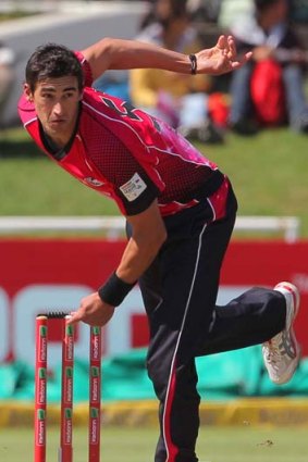 Revelation &#8230; left-armer Mitchell Starc in action for the Sixers in the Champions League.