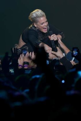 Pink wows and sings to fans