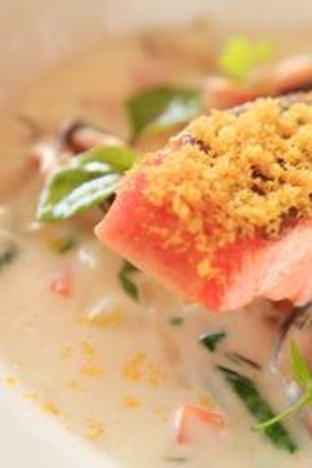 Ocean trout with miso chowder.