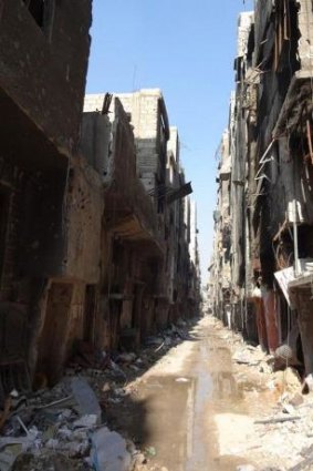 Beseiged: Destruction in Yarmouk, a city that once had a population of 200,000.