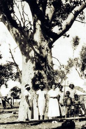 Mary and Elizabeth with station families in the Kimberleys, 1935.