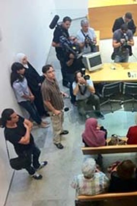 Rachel Corrie's family wait for the verdict in the  Haifa District Court.