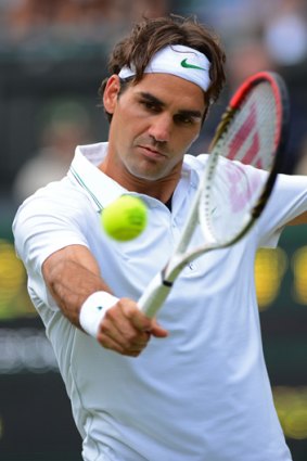 Roger Federer on his way to a crushing victory over Mikhail Youzhny.