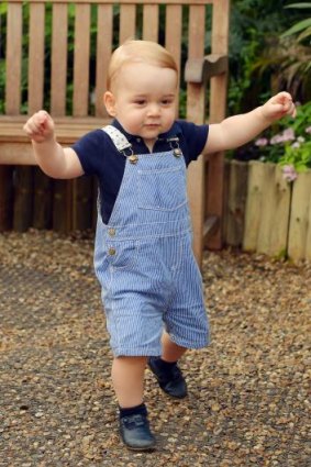 First steps: Prince George takes his first steps just before his first birthday on July 22, 2014.