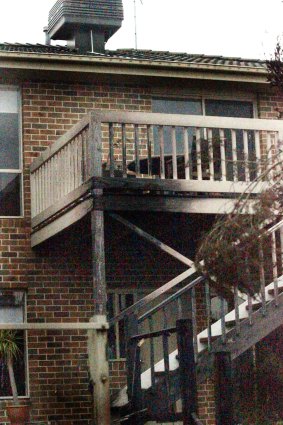 An external staircase damaged in the fire.