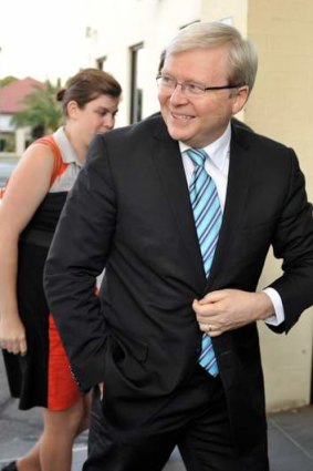 Low profile: Kevin Rudd at the Noble Park RSL.