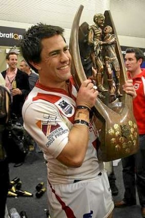 Soward with the NRL trophy in 2010.
