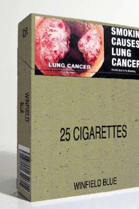 A box of cigarettes with generic packaging.