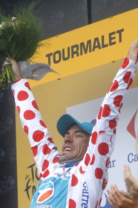Anthony Charteau of France wins the best climber's polkadot jersey.
