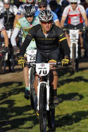 Back in the saddle &#8230; Lance Armstrong competes in the Power of Four race in Colorado on Saturday.