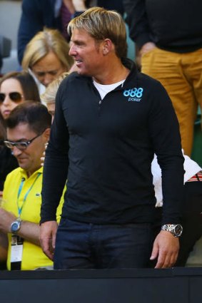 Holding court: Shane Warne at the tennis.