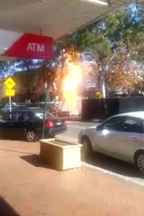 Column of flames: a gas main has exploded in Lane Cove.