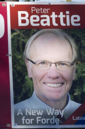 One of former premier Peter Beattie's campaign signs in Forde.