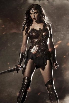 Gal Gadot in costume as Wonder Woman.