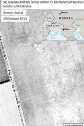 US satellite images of Russian troop build-up near Ukrainian border.