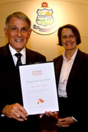Advocate ... Gold Coast City Mayor Ron Clarke with Animals Australia president Joy Verrinder.