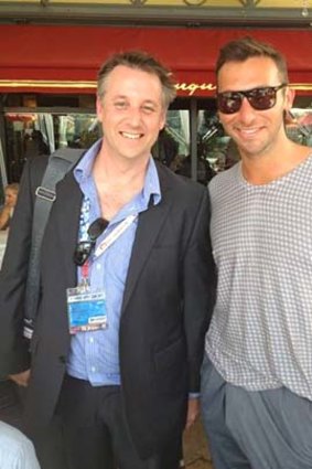 ABC Commercial's Scott Kimpton and swimmer Ian Thorpe at the launch of his documentary, <i>The Swimmer</i>, at MIPCOM, in Cannes, France, this week.