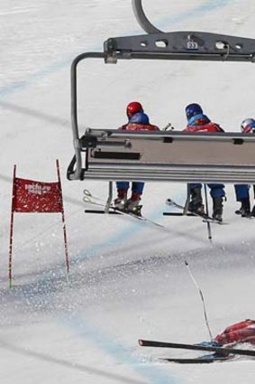 Switzerland's Dominique Gisin after crashing out.