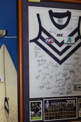 A signed Dockers guernsey was on offer at the police auctions.